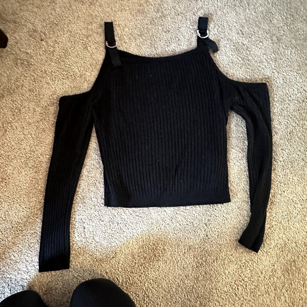 Topshop Ribbed‎ Cold Shoulder Top